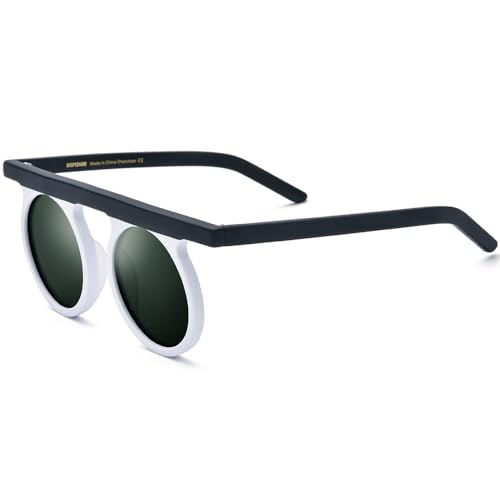 Image of HEPIDEM Acetate Vintage Retro Round Polarized Sunglasses for Men UV400 UV Protection Sun Glasses