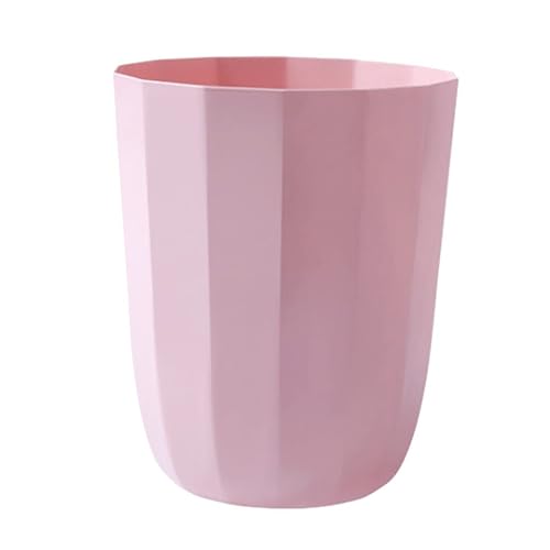 Angoily Cubo de basura pequeño de plástico, contenedor de basura, papelera redonda para cocina, dormitorio, baño, oficina (rosa)