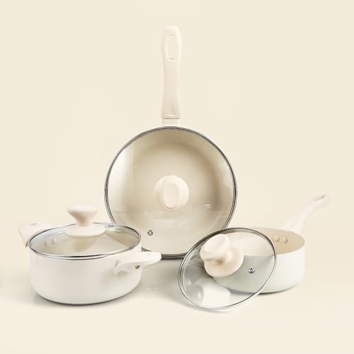 Meythway Pots and Pans Set Ultra Nonstick, 6 Piece Kitchen Healthy