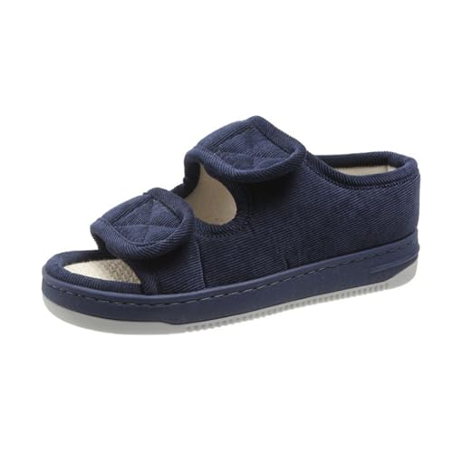 Image of Diabetic Sandals for Men Wide Width Edema Swollen Slippers Adjustable Open Toe Surgical Shoes Anti-skid Breathable Orthopedic Footwear Memory Foam Soft Elderly Sandals