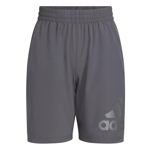 Adidas Boy's Elastic Waistband Essential Woven Sportswear Shorts, Dark Grey, 4