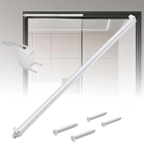 Automatic Sliding Door Closer Heavy Duty Self Closing Sliding Patio Door Closer Quiet Pneumatic Damping Buffering for Door Widths from 29.5 to 51.2 inches (White)