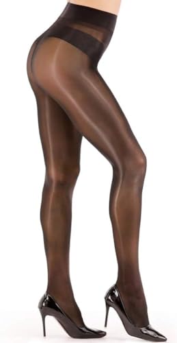 Image of Women's Super Sexy Shiny Sheer Control Top Footed Tights Silk Stockings Ultra Shimmery High Waist Pantyhose