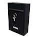 Black Modern Style Letter Post Mail Box Metal Wall Door Gate House Lockable