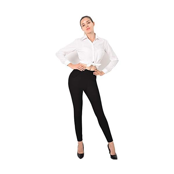 Ginasy Dress Pants for Women High Waist Business Casual Stretch Pull On Work Office Dressy Leggings Skinny Trousers Black - Image 7