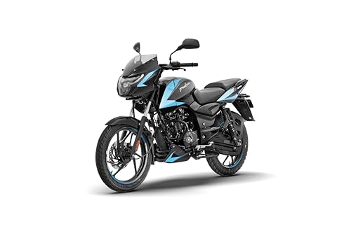 Image of Bajaj Pulsar 125 Disc Carbon Graphics Motorcycle, Split Seat, Ebony Black Cyan Blue, Booking for Ex-Showroom Price