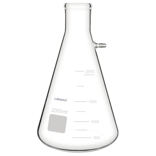 Labasics Glass Heavy Wall Borosilicate Glass Filtering Flask, Bolt Neck with Tubulation (2000 ml)
