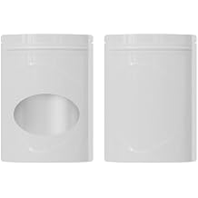 Double-Sided Glossy White with Round Clear Window Stand Up Resealable Pouch Heat Sealable for Small Business, Home Use, Freeze Dried Candy, Food Storage, Snack Organizers 100, 5.51 inch x 7.87 inch