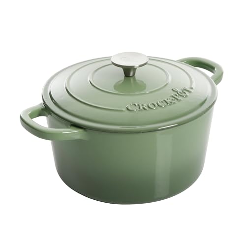 Image of Crock Pot Artisan 5 Quart Enameled Cast Iron Round Dutch Oven, Red