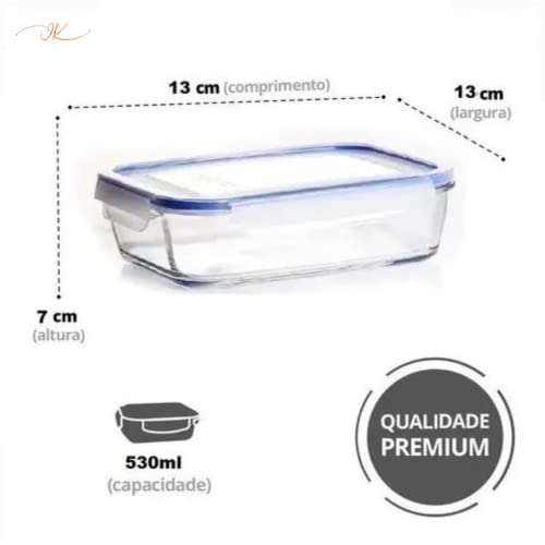 Conjunto de Potes de Vidro Herméticos 6 Peças Freezer Microondas Lava Louça Kit Marmita com Tampa 4