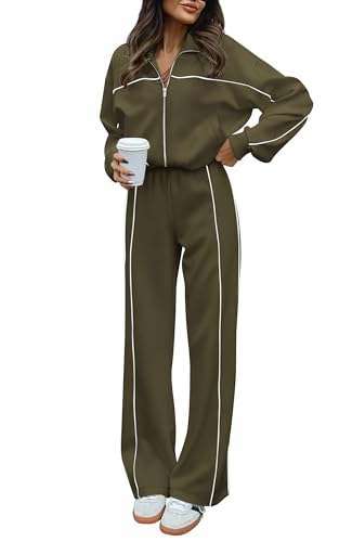 BTFBM Women's Two Piece Tracksuit Spring 2026 Long Sleeve Zip Up Sweatshirt Long Pants Outfits Jogger Sweatsuit Sets(Solid White,Medium) - view 3