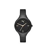 PUMA Women Contour Polyurethane Watch, Color: Black/Gold Mesh (Model: P1020)