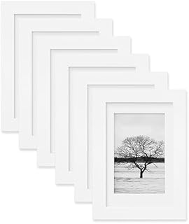 Egofine 11x14 Picture Frames Made of Solid Wood 6 PCS Black Covered by Plexiglass - for Table Top and Wall Mounting for Pictures 8x10 or 5x7 with Mat Horizontally or Vertically Display Photo Frame