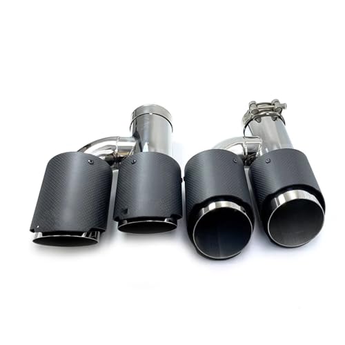 Embout d'échappement double style H universel en carbone mat 54mm-89mm