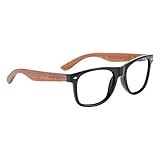 Barcur Blue Light Blocking Glasses Walnut Wood Men Women Computer Glass -0.0 (Gross Black Frame Walnut Temple)