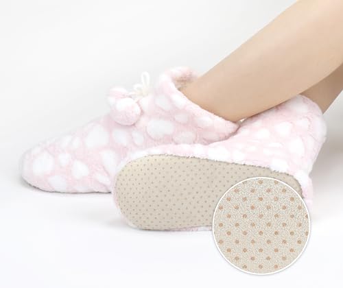 Image of DICUIRD Slipper Socks for Women,Fuzzy House Indoor Boots Slippers with Soft Soles,Warm Cozy Fluffy Sherpa Lined Booties Socks with Non Slip Bottom