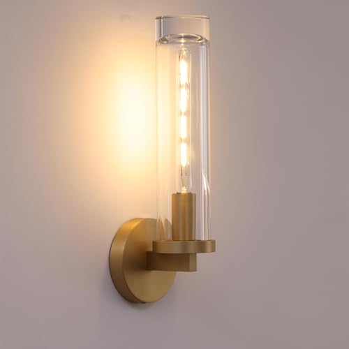 Brass Wall Sconces Lights Indoors Gold Bathroom Wall Sconces, Elevate Your Indoor Spaces with Crystal Wall Sconce, Wall Lights for Mirror Perfect for Living Room Bedroom Dresser, Vanity (gold)