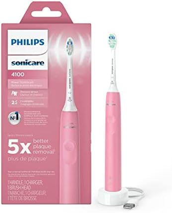 Philips Sonicare 4100 Power Toothbrush, Rechargeable Electric Toothbrush with Pressure Sensor, Deep Pink HX3681/26