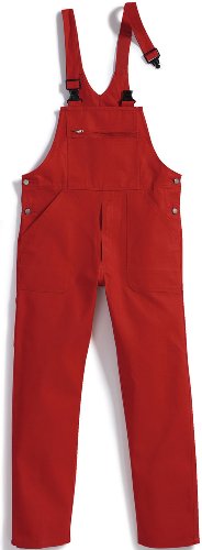 BP Workwear Basic 1413-060-81 Latzhose - Verstellbarer Bund - Kunststoff-Clip-Verschlüsse - Reine Baumwolle - Normale Passform - Größe: 54 - Farbe: rot
