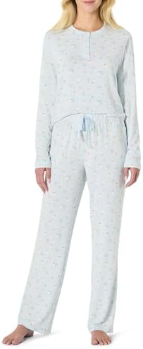 Amazon Essentials x Sofia Grainge Damen Langärmeliges Henley-Pyjama-Set