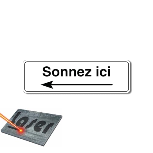 Mygoodprice Plaque gravée autocollante 13x4cm sonnez Ici Gauche Fond Blanc