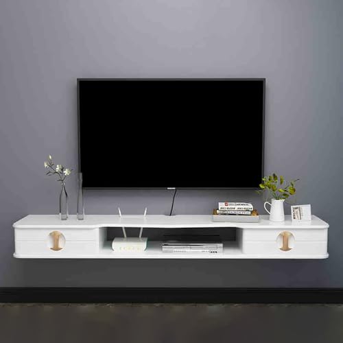 Mesas consola, consola multimedia montada en la pared con acabado brillante para almacenamiento en la sala de estar, diseño estrecho para pasillos y áreas de entretenimiento