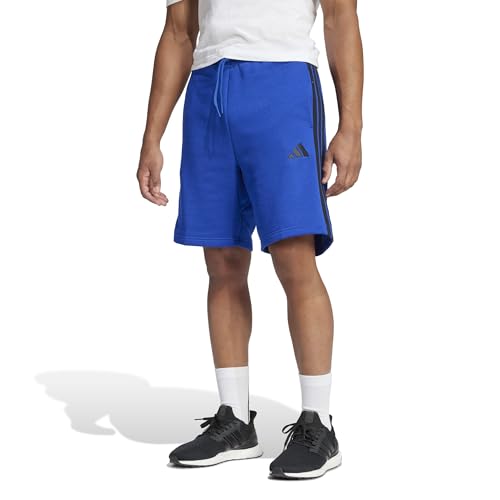 Adidas Mens Essentials 3-Stripes Fleece 9-inch Shorts, Team Royal Blue/Black, Large