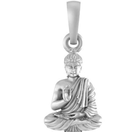 Sterling Silver (92.5% purity) Spiritual God Gautam Buddha Pendant for Men & Women Pure Silver religious Gautam buddh Locket for Good Health & Wealth