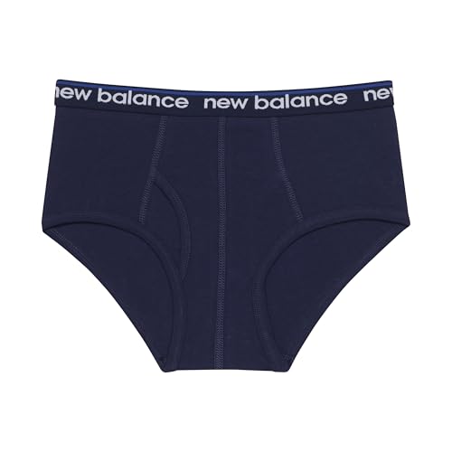 New Balance Boys' Non-Brushed Jersey Performance Wicking Cotton Brief Underwear (5 Pack), Team Navy/Raincloud/Team Red/Graphite Heather/Team Navy2