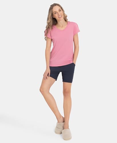 Image of Jockey RX12 Women Micro Modal Cotton Relaxed Fit Solid V Neck Half Sleeve T-Shirt
