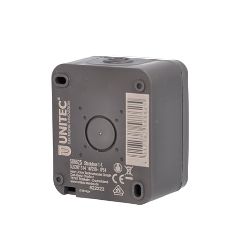 UNITEC Steckdose 1-fach AP/FR Aqua, Aufputz, feuchtraumtauglich, IP54, für Innen- & Außenbereich, anthrazit, 1 Stück