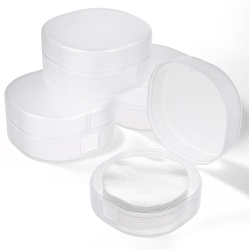 QfwdfcTrenz 4Pcs Plastic Cotton Square Holder Cosmetic Cotton Pad Holder with Hanging Loop Portable Travel and Sealed Suitable for Makeup Remover Cottons Balls, White