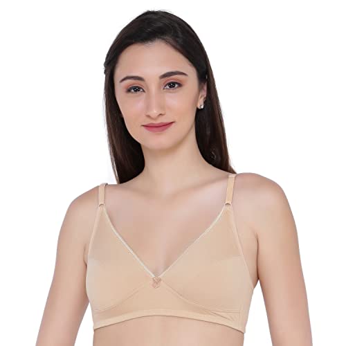 Image of Laavian Women's Wirefree Non Padded Plunge Neck Bra with Elasticated Support Band and Adjustable Shoulder Straps