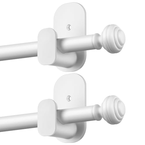 KAMANINA Curtain Rods No Drilling for Windows 16 to 30 Inches, White 2 Pack