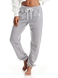 U.S. Polo Assn. Womens Sweatpants with Pockets, French Terry Jogger Lounge Pants (Heather Grey, Medium)
