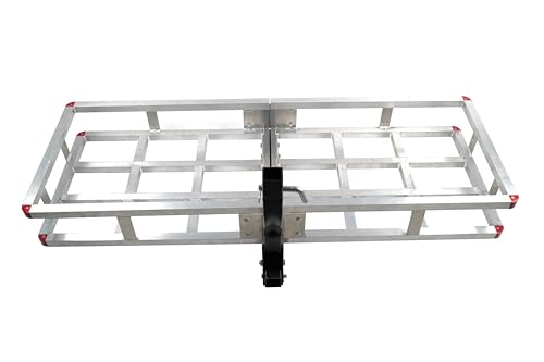 Fouwick 60”x20”x7” Aluminum Hitch Cargo Carrier Trailer Hitch Mount for RV's, Trucks, SUV's, Vans, Cars with 2" Hitch Receiver - 500-lb Load Capacity