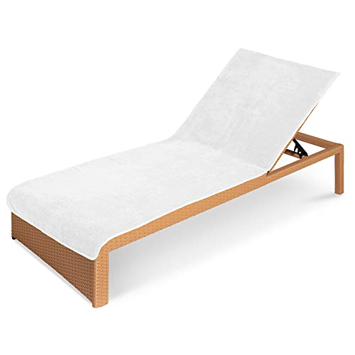 JEMIDI HOMELEVEL Housse Chaise Longue - Protection Chaise de Jardin 200 x 75 cm en Coton - Serviette Grande Taille pour Plage Piscine Bronzage