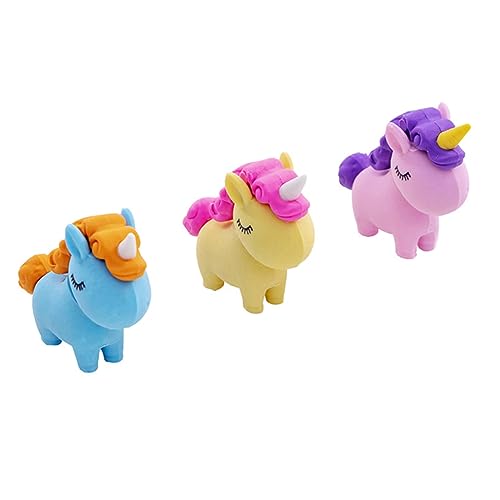 Hohopeti 18個かわいい独角獣型消し 学校 文房具 動物デザイン 小学生 子供用 無害プラスチック製 ランダムカラー