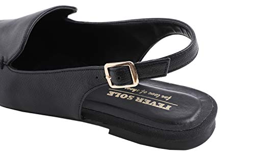 Feversole Pointed Toe Casual Slingback Flat Mules Women's Faux Leather Summer Slippers #TOP3