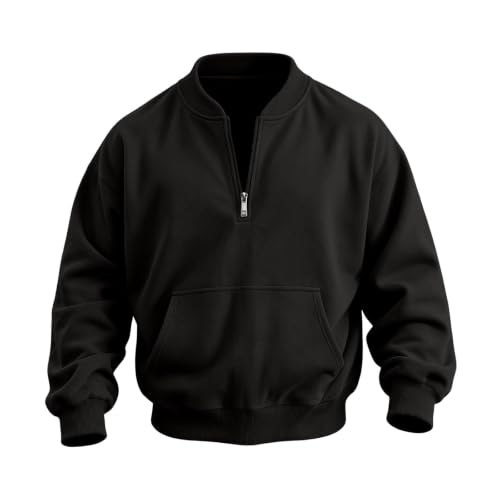Mens Quarter Zip Pullover Casual Oversized Fleece Henly Sweatshirt - image 4
