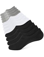 CLOSEMATE Thin High-Elastic No Show Soft Cotton Low Cut Ankle Socks for Men Women with Non Slip Grips 6 Pairs(Size L, 2Black 2White2Grey)