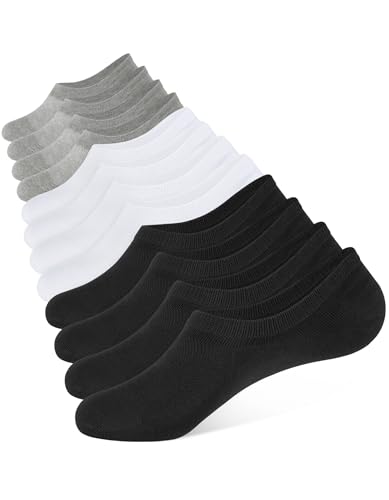 CLOSEMATE 6 Paar Sneaker Socken Herren & Damen Füßlinge Baumwolle Füsslinge Unsichtbare Socken Invisible No Show Socks für Sneaker Mokassins Loafer 2Schwarz 2Weiß 2Grau 43-46 L