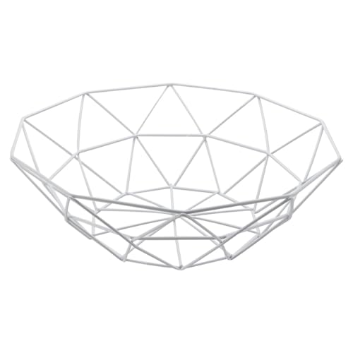 DIYEAH Cesta Metálica de Hierro Blanca Pequeña Cesta Multifuncional para Almacenamiento y Drenaje de Frutas y Verduras Recipiente para Cocina y Hogar