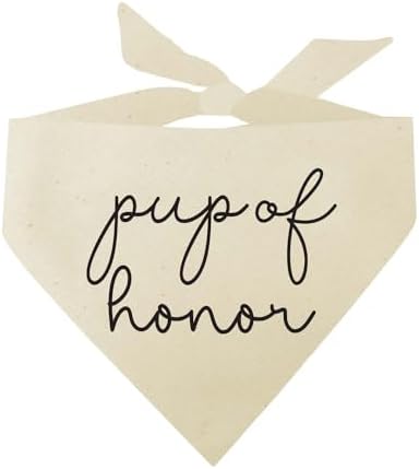 Pup of Honor | Maid of Honor| 100% Unbleached Cotton Triangle | Made in USA | Wedding Engagement Announcement Photoshoot Prop | Bridal Shower Gift | Party | Natural One Size (952) image 4