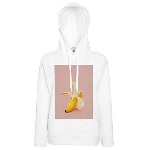 Sweat à capuche banane ouverte aux finitions soignées fond rose clair haut de gamme