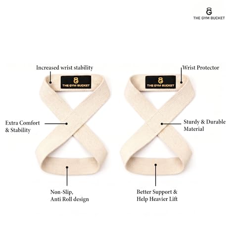 Image of Figure-8 Weight Lifting Straps - Neoprene Padded Wrist Support for Deadlifts & Gym Workout - Heavy Duty Non-Slip Lifting Grip for Men & Women (Figure-8 (Cotton))