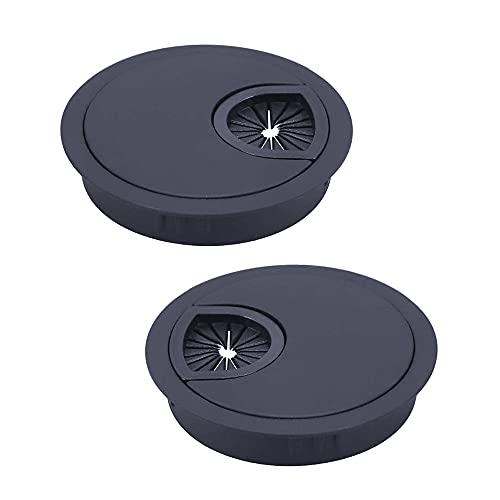 HO2NLE Passacavi Scrivania Nero,2pcs Passacavi Scrivania in Metallo Foro Passacavo Scrivania Nero per Tavolo per Ufficio Mobili