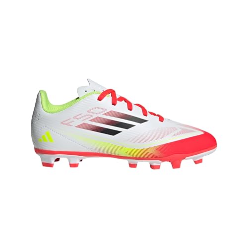 adidas Unisex Kids F50 Club Football Boots FG/MG Kids, Cloud White/Core Black/Solar Yellow, 5 UK - Image 2
