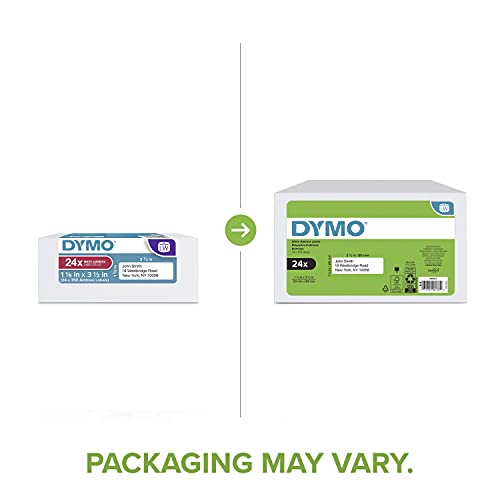 Image of DYMO Authentic LW Mailing Address Labels DYMO Labels for LabelWriter Label Printers White 1-1 /8 inch x 3-1 /2 inch 24 Rolls of 350,(Pack of 2)