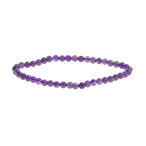 Bracelet Pierre Naturelle 4mm Femme/Homme,Améthyste, Bijoux Perles Idée Cadeau Anniversaire Maman Couple (Améthyste)
